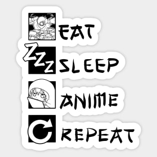 Eat Sleep Anime Repeat Sticker